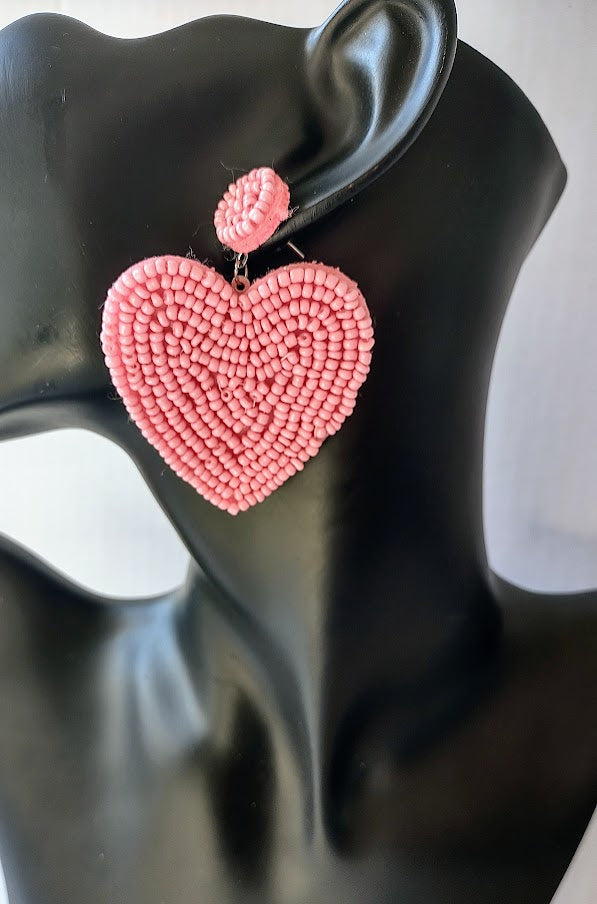 Pink heart earrings