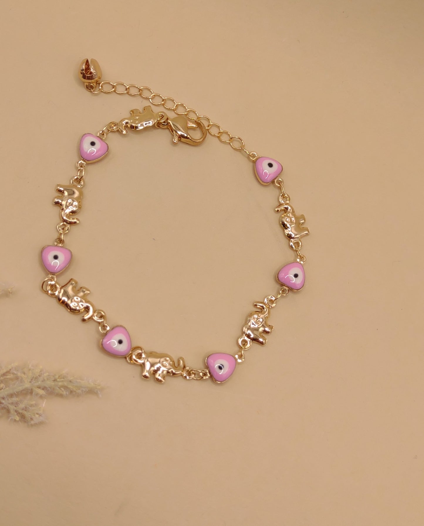 Pink elephants eye bracelet